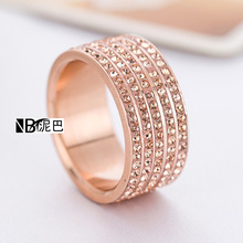 Rose Gold Plated Stainless Steel Jewelry Crystal Wedding Rings for women
