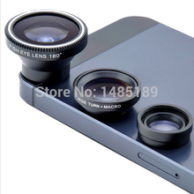 Free Shipping Magnetic 3 in1 Fisheye Fish Eye Lens + Wide Angle + Macro Mobile Phone Lens Camera Lens for iPhone Samsung S4 Note