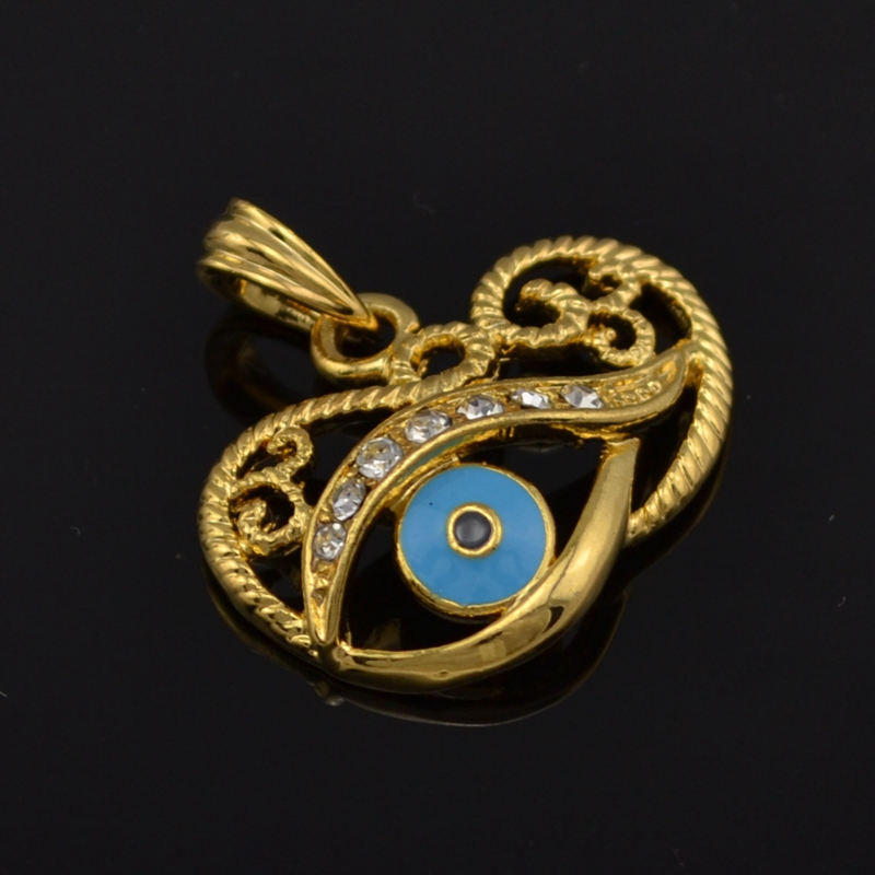 Rhinestone Muslim Evil Eye Charm Jewlery 18K Yellow Gold Plated