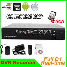 4Ch H 264 960H Realtime CCTV Surveillance Full D1 1080P DVR support IE and Smartphone Viewing