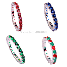 New Jewelry Wholesale Ruby Spinel Sapphire Quartz Emerald Quartz 925 Silver Ring Size 6 7  8 9 10 11 12 13 Romantic Love Style