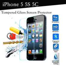 Brand New 0.3mm Thin Premium Tempered Glass Screen Protector for iphone 5S Protective film iphone 5C 5 With Retail Box Original