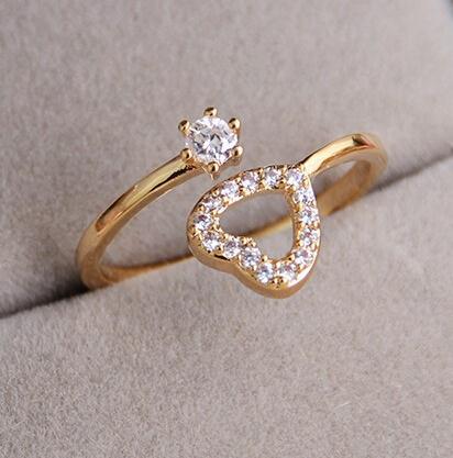 Best gift love heart 18K RGP Good quality Fashion gold plated zircon crystal ring wholesale B6