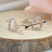 2015 Fashion fashion accessories Cupid love an arrow through a heart Stud Earrings Delicate earrings FYSS0003