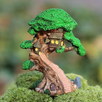Продажа дух дерево дом high9cm миниатюры растения фея садовый гном мосс террариум домашнего декора ремесла бонсай домашнего декора для DIY