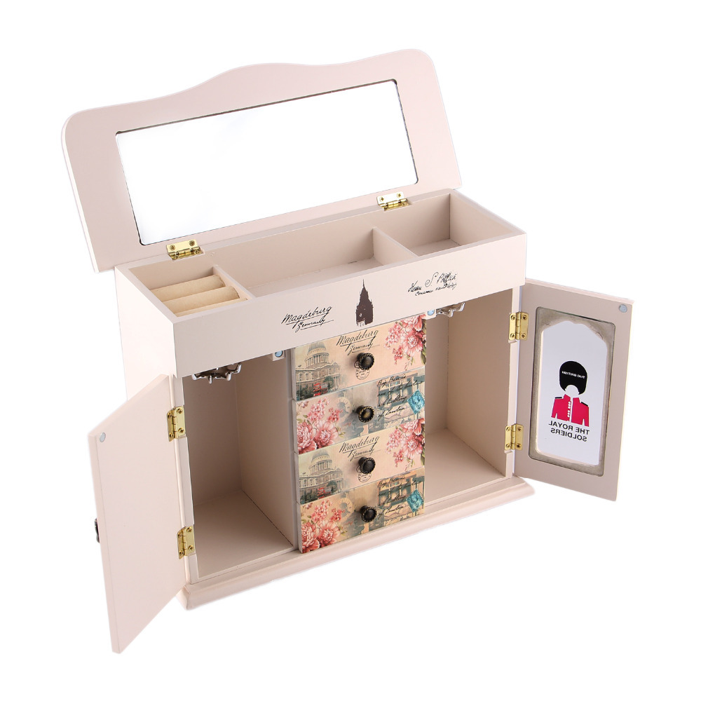 Jewelry Display Clock Tower Pattern Wooden Large Jewelry Box Closet 2015 New Arrival Gift Box
