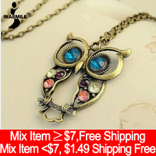 2015 New Fashion vintage Colorful Cute OWL pendant necklace Hollow Out pendants Set Auger alloy necklace jewelry