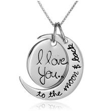 I Love You to the Moon And Back Valentine’s Day Birthday Gift Silver Gold Engraved Letter Pendants Statement Necklace