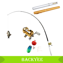 Guaranteed 100% Mini Pocket Portable Fishing Rod Pen Set Reel Wheel Fish Kits With Line Aluminum Alloy For Camping Travel