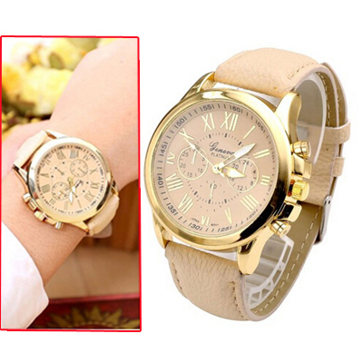 2014 new casual ladies Quartz Watch fashion 2015 women gold plated watches leather woman luxury brand