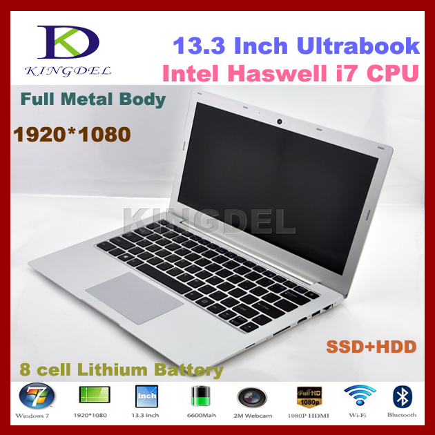 Free shipping 13 3 i7 4500U Processor Laptop Notebook Computer with 8GB RAM 128GB SSD 1920