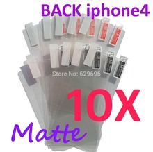 10pcs Matte screen protector anti glare phone bags cases protective film For Apple iphone4 4S BACK