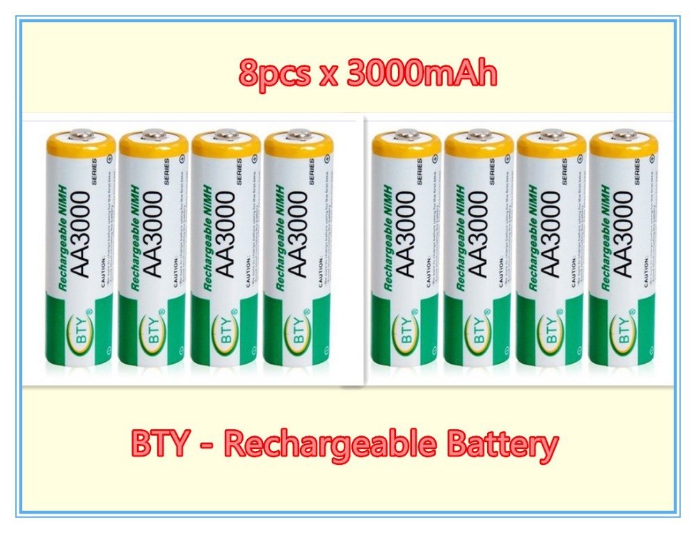 8x AA 3000mAh 1 2 V Ni MH rechargeable battery BTY cell for RC Toys Camera