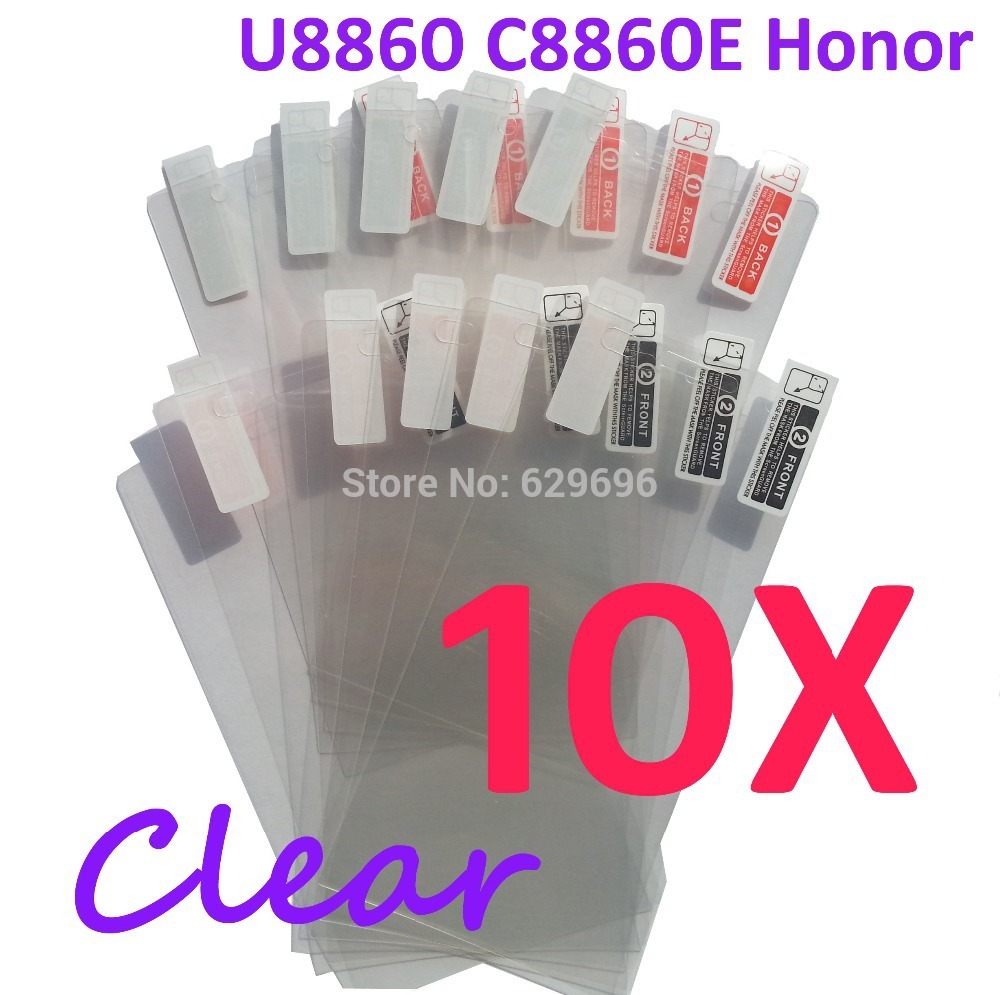 10pcs Ultra Clear screen protector anti glare phone bags cases protective film For Huawei U8860 C8860E