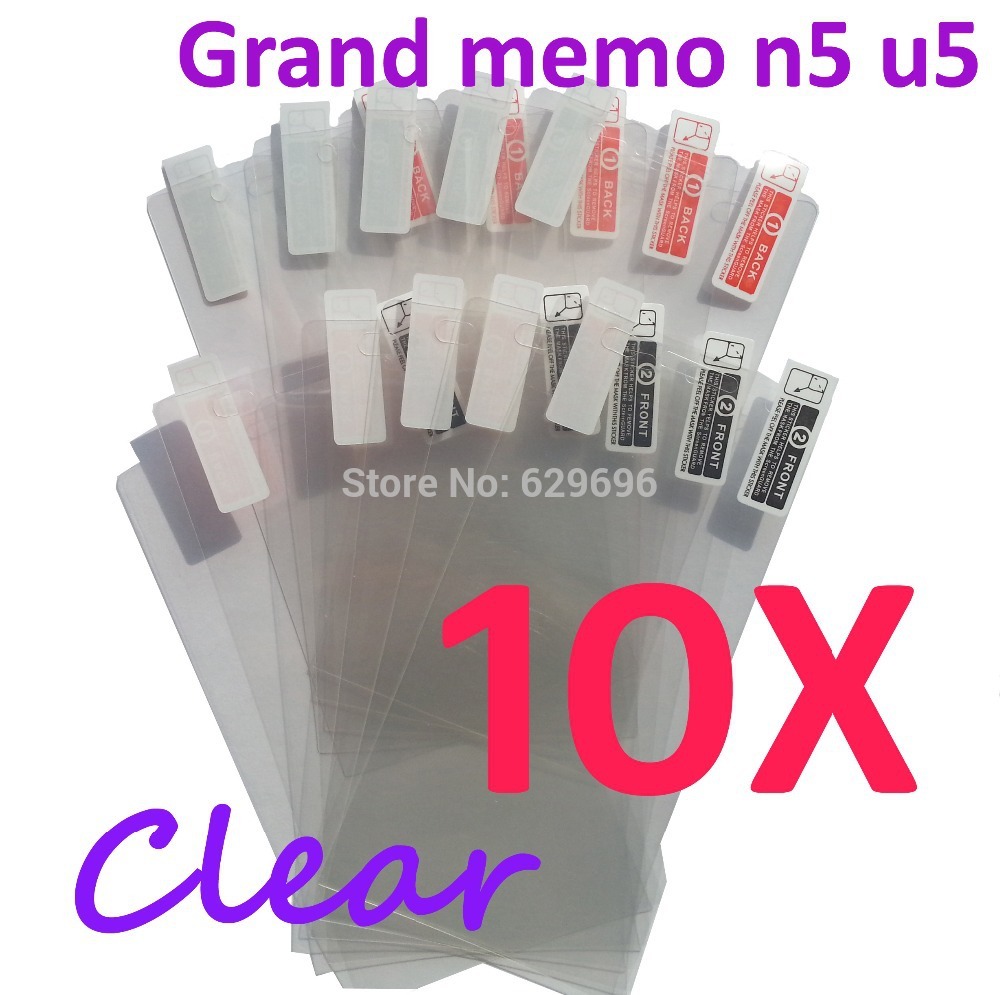 10pcs Ultra Clear screen protector anti glare phone bags cases protective film For ZTE Grand memo