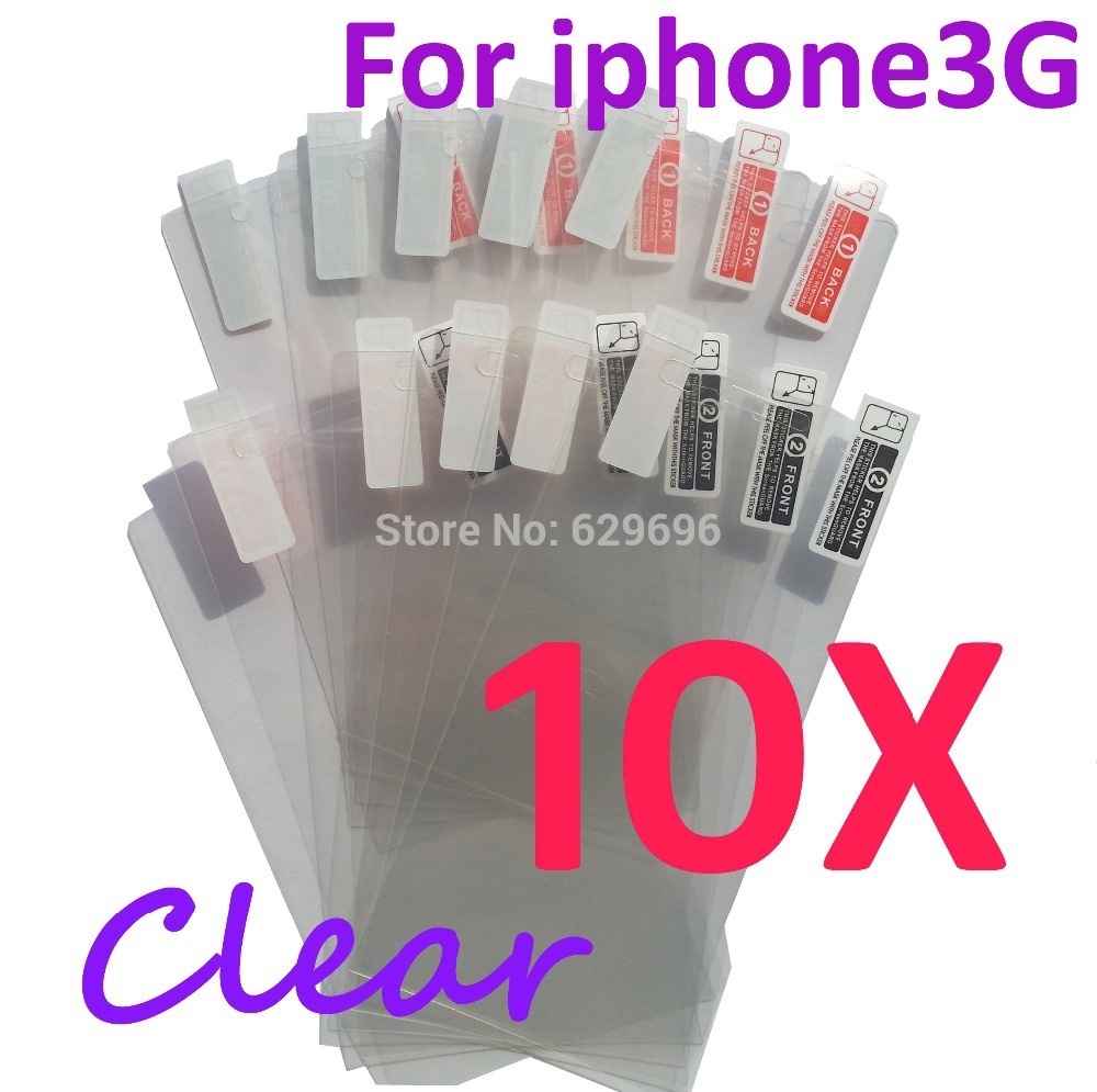 10pcs Ultra Clear screen protector anti glare phone bags cases protective film For Apple iphone3G 3GS