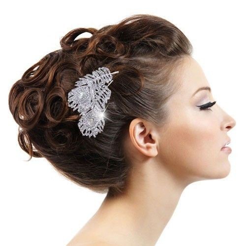 Vintage Style Wedding Bridal Hair Comb Wedding Hair Accessories Crystal Hiar Comb Peacock Feathers Comb Bridal