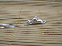 Sterling 925 silver climbing cat necklace two option matt or glossy surface pendant hand crafted silver