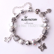 2015 DIY Handmade Women s White Color Snake Chain Charms Bracelet Bangle Jewelry Fit with European