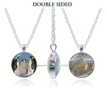 new fashion double peacock pendant necklace animal jewelry bird jewlery double faced glass dome choker statement