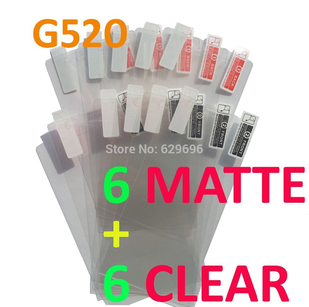 6pcs Clear 6pcs Matte protective film anti glare phone bags cases screen protector For Huawei G520
