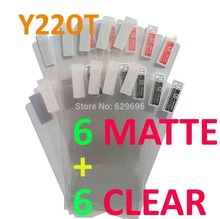12PCS Total 6PCS Ultra CLEAR + 6PCS Matte Screen protection film Anti-Glare Screen Protector For Huawei Y220T