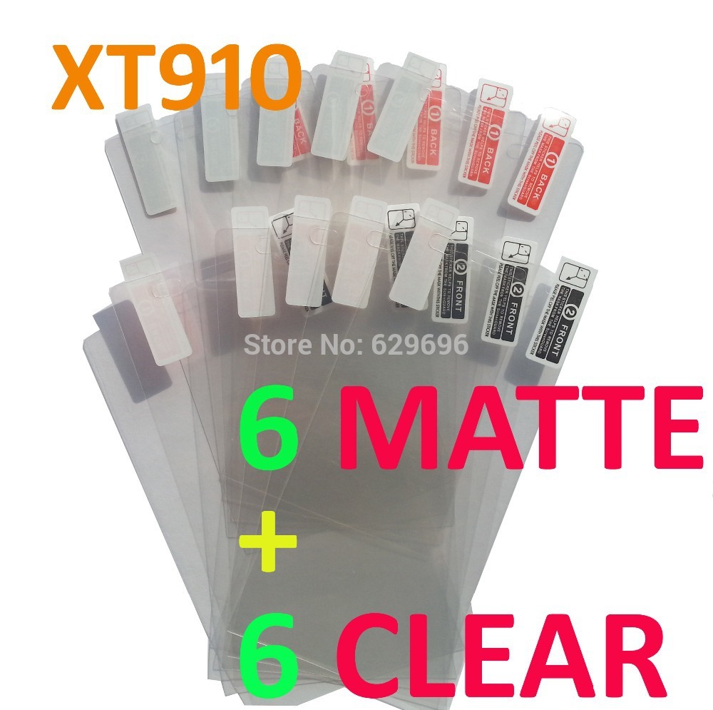 6pcs Clear 6pcs Matte protective film anti glare phone bags cases screen protector For Motorola XT910