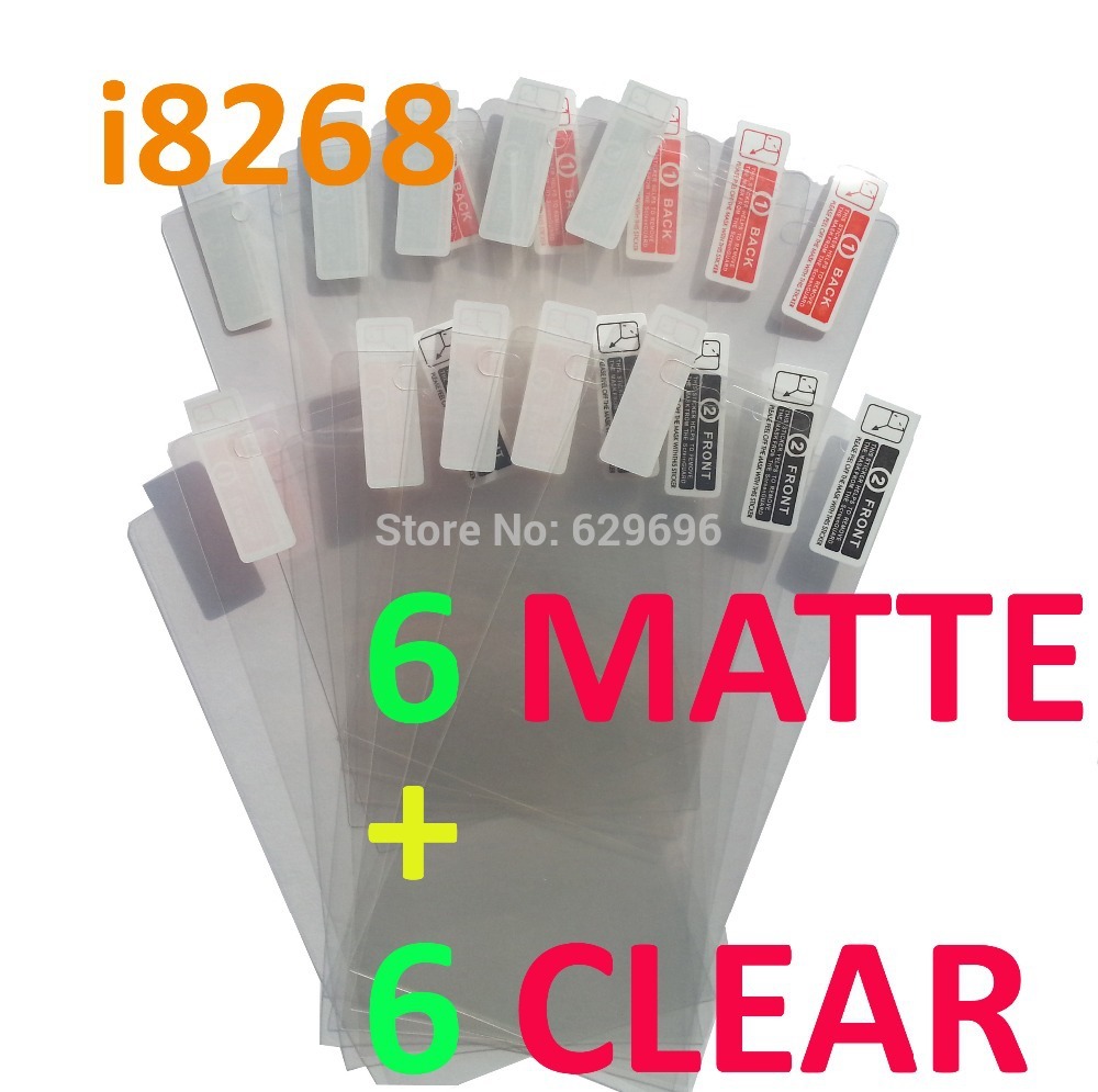 6pcs Clear 6pcs Matte protective film anti glare phone bags cases screen protector For Samsung i8268