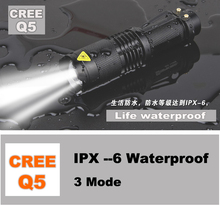 high-quality Mini Black / Silver CREE 2000LM Waterproof LED Flashlight 3 Modes Zoomable LED Torch penlight free shipping