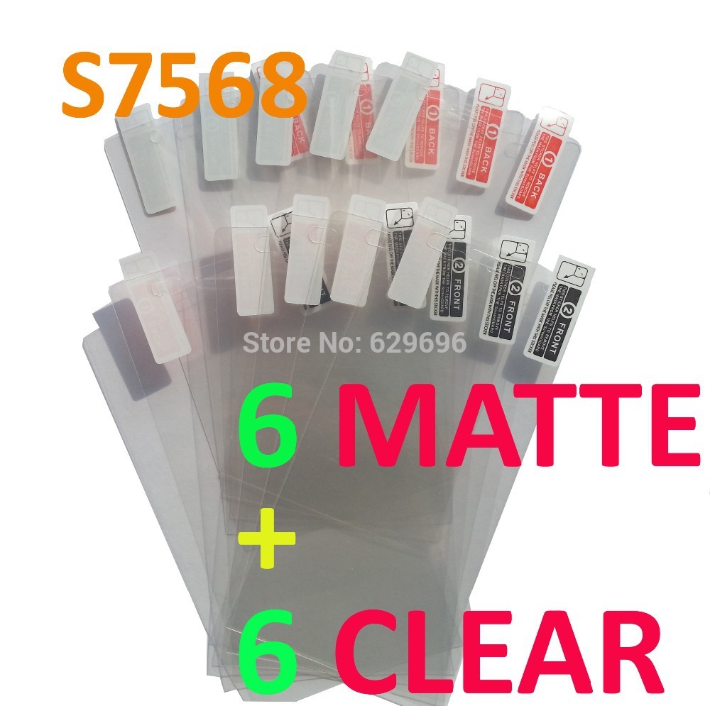 6pcs Clear 6pcs Matte protective film anti glare phone bags cases screen protector For Samsung S7568