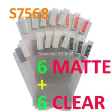 6pcs Clear 6pcs Matte protective film anti glare phone bags cases screen protector For Samsung S7568