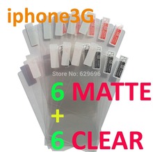 6pcs Clear 6pcs Matte protective film anti glare phone bags cases screen protector For Apple iphone3G
