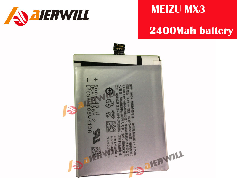 100 original 2400Mah battery Replace for MEIZU MX3 Smartphone Free shipping tracking number
