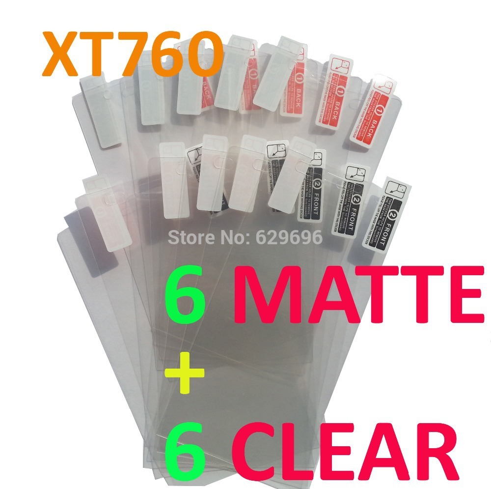6pcs Clear 6pcs Matte protective film anti glare phone bags cases screen protector For Motorola XT760