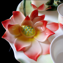 High Quality 8pcs Tea set Lotus Pond tea sets Gift Drinkware Kung Fu Tea mug Bone