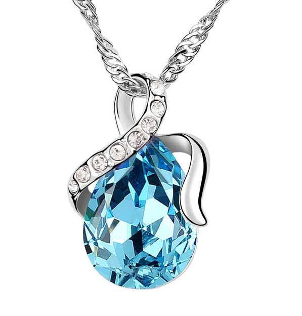 White Gold Plated SWA ELEMENT Austrian Crystal Water Drop Necklace Women Shourouk Jewlery