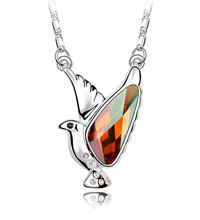 Luxury Woman 18K White Gold Plated Austrian Crystal Bird Pendant Animal Necklace Jewlery Women