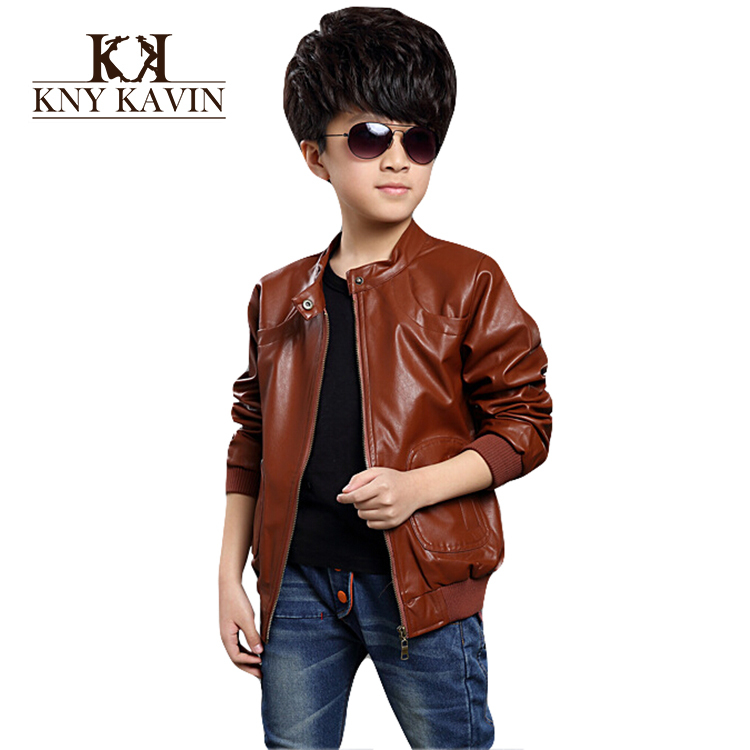 New 2015 boys casual jacket long sleeve high quality leather jacket baby boy spring outwear boy