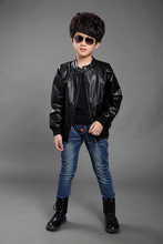 New 2015 boys casual jacket long sleeve high quality leather jacket baby boy spring outwear boy