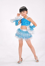 2015 Latin Dance Dressfor Girls Kids Dance Tutus Skirt Children Summer Samba Ballroom Dance Dress Exercise