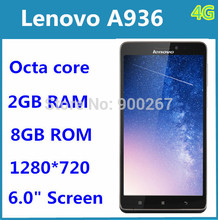 Original lenovo A936 Note 8 Note8 FDD 4G LTE Mobile Phone 6.0″ 2GB RAM 8GB ROM Screen MTK6752 Octa Core 13MP Android 4.4 phone