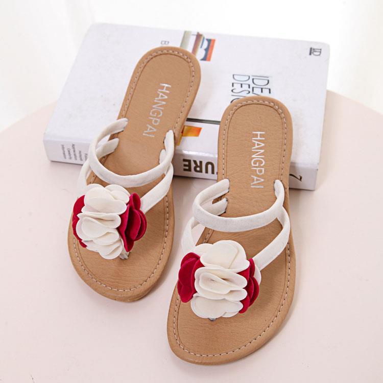 Shoes Woman Sandals Open Toe Flower Decorated Ladies Flip Flops Boho ...