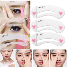 3 Pcs Per Set Magic Eye Brow Class Drawing Guide Eyebrow Stencil Card Template Assistant FreeShipping