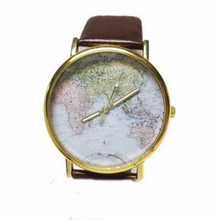 Artilady world map design watch fashion young people leather watch students bracelet women jewelry