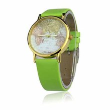 Artilady world map design watch fashion young people leather watch students bracelet women jewelry