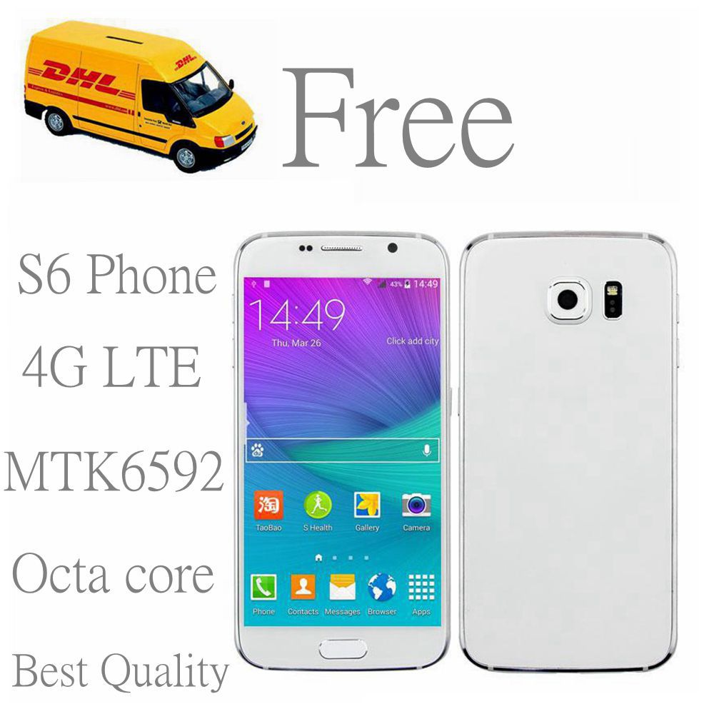 Original logo S6 phone mtk6582 quad core 32G ROM 13mp android in cell phones 3G WIFI