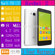 Original xiaomi redmi 2 redrice 2 hongmi 2 phone 4G LTE FDD Quod core Dual sim Android with 6 free gift smartphone MSM8916