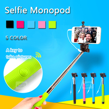 Terjulur Handheld Monopod selfie Menangani Gunung Pemegang Pole Stik dengan Telepon Adapter kabel Audio Kabel remote Shutter