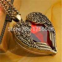 Hot sales Palace retro red imitation peach heart jewelry heart necklace long sweater chain crystal shop free shipping
