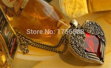 Hot sales Palace retro red imitation peach heart jewelry heart necklace long sweater chain crystal shop